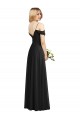 Soft Chiffon Spaghetti Straps Cold Shoulder Black Long Semi Formal Evening Dress / Bridesmaid Dress Kent