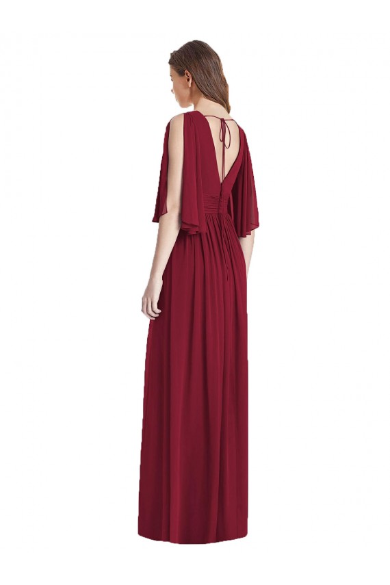 Soft Chiffon V-Neck Sleeveless Tie Back Long Semi Formal Evening Dress / Bridesmaid Dress Kent