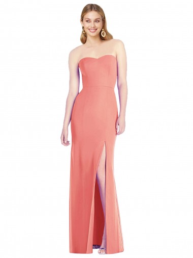 Soft Chiffon Sweetheart Sleeveless Desert Rose Long Bridesmaid Dress Kent