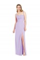 Soft Chiffon Spaghetti Straps Sleeveless Lilac Long Bridesmaid Dress Kent