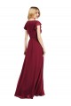 Lxue Chiffon V-Neck Flutter Sleeves Long Bridesmaid Dress Kent