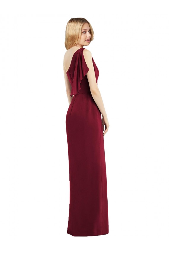 Soft Chiffon One Shoulder Sleeveless Olive Green Long Bridesmaid Dress Kent