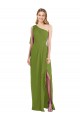 Soft Chiffon One Shoulder Sleeveless Olive Green Long Bridesmaid Dress Kent