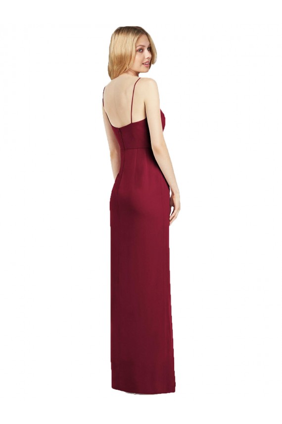 Soft Chiffon Spaghetti Straps Sleeveless Coral Long Formal Dress / Bridesmaid Dress Kent