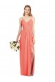 Soft Chiffon Spaghetti Straps Sleeveless Coral Long Formal Dress / Bridesmaid Dress Kent