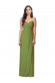 Soft Chiffon Sweetheart Sleeveless Olive Green Long Bridesmaid Dress Kent