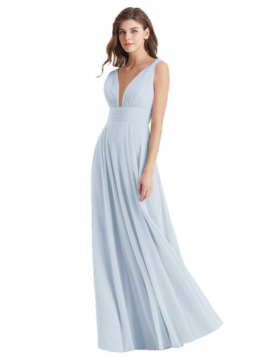 Lxue Chiffon V-Neck Sleeveless Tie Back Long Bridesmaid Dress Kent