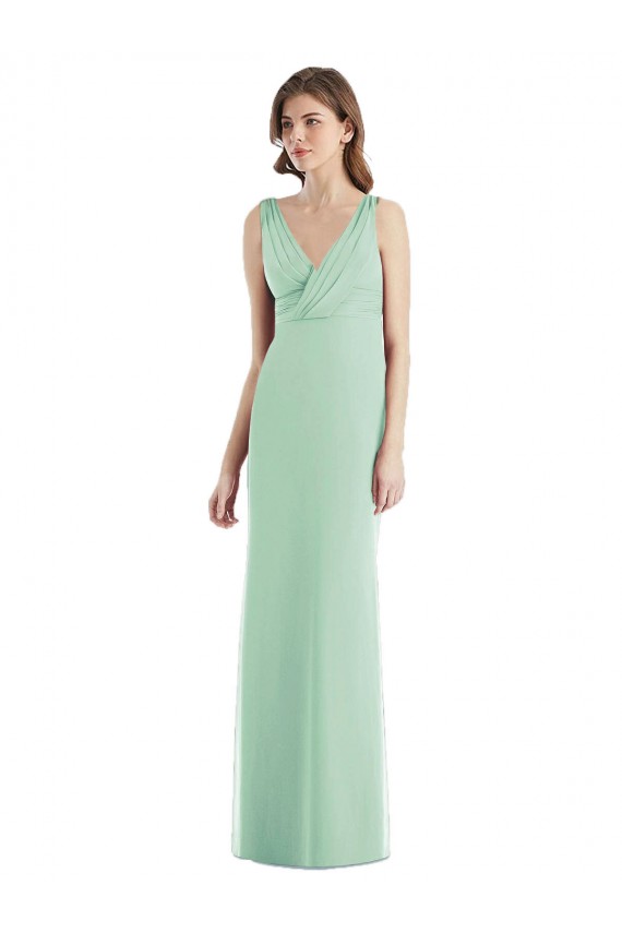 Chiffon V-Neck Sleeveless Open Back Long Bridesmaid Evening Dress Kent