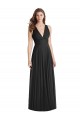 Soft Chiffon V-Neck Sleeveless Open Back Black Long Bridesmaid Dress Kent