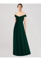 Soft Chiffon Off the Shoulder Sleeveless Ever Green Long Formal Dress / Bridesmaid Dress Kent