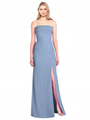 Soft Chiffon Strapless Sleeveless Trumpet Long Bridesmaid Dress Kent