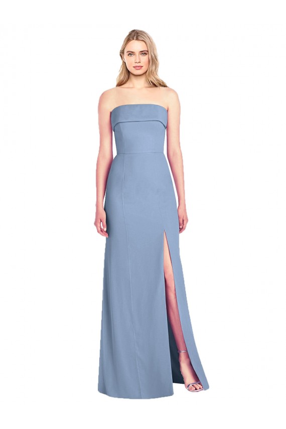 Soft Chiffon Strapless Sleeveless Trumpet Long Bridesmaid Dress Kent