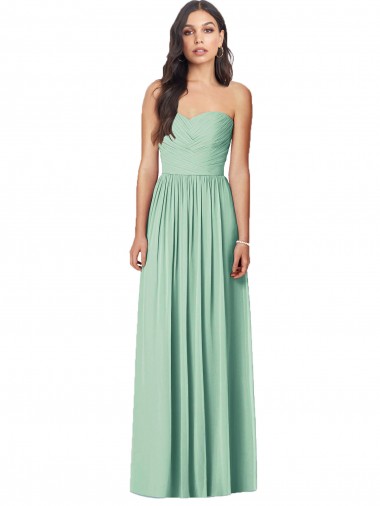 Soft Chiffon Sweetheart Sleeveless Mint Green Long Bridesmaid Dress Kent