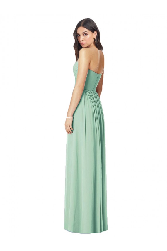 Soft Chiffon Sweetheart Sleeveless Mint Green Long Bridesmaid Dress Kent