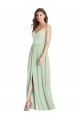 Soft Chiffon Spaghetti Straps Sleeveless Open Back Sage Long Semi Formal Evening Dress / Bridesmaid Dress Kent