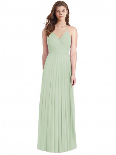 Soft Chiffon Spaghetti Straps Cold Shoulder Long Semi Formal Evening Dress / Bridesmaid Dress Kent