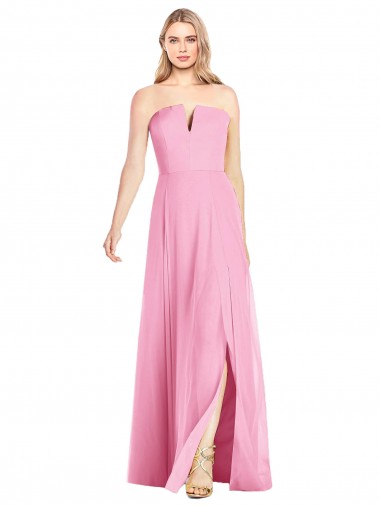 Soft Chiffon V-Neck Sleeveless Hot Pink Long Semi Formal Evening Dress / Bridesmaid Dress Kent