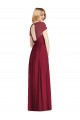 Soft Chiffon V-Neck Cap Sleeves Open Back Long Bridesmaid Dress Kent
