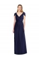Soft Chiffon V-Neck Cap Sleeves Open Back Long Bridesmaid Dress Kent