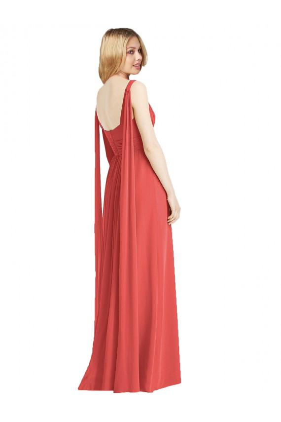 Soft Chiffon V-Neck Sleeveless Low Back Firecracker Long Bridesmaid Dress Kent