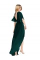 Soft Chiffon Round Neck Flutter Sleeves Tie Back High Low Bridesmaid Dress Kent
