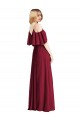 Chiffon Spaghetti Straps Cold Shoulder Long Bridesmaid Dress Kent