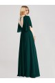 Soft Chiffon Round Neck Flutter Sleeves Tie Back Long Bridesmaid Dress Kent