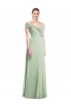 Soft Chiffon Off the Shoulder Sleeveless Sage Long Bridesmaid Dress Kent