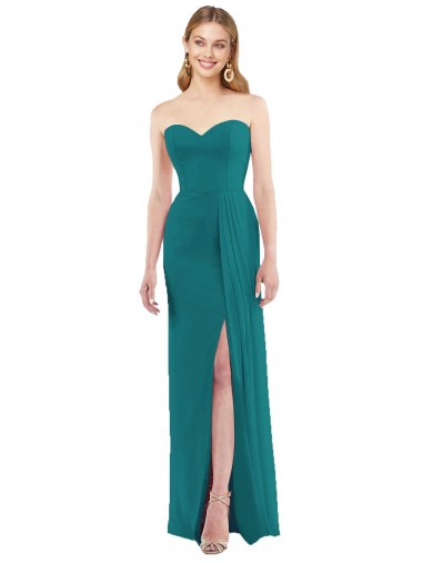 Soft Chiffon Sweetheart Sleeveless Hunter Long Bridesmaid Dress Kent