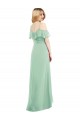 Soft Chiffon Spaghetti Straps Cold Shoulder Long High Low Bridesmaid Dress Kent