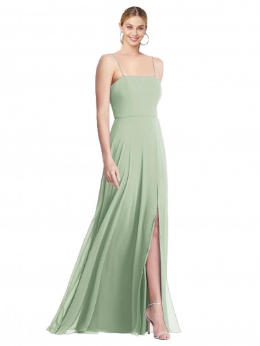 Soft Chiffon Spaghetti Straps Sleeveless Low Back Long Formal Evening Gown / Bridesmaid Dress Kent