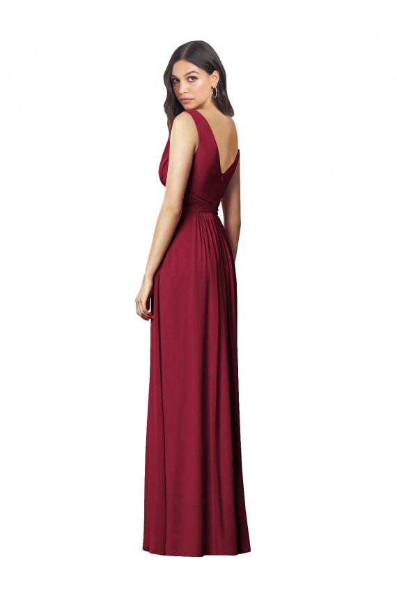 Soft Chiffon V-Neck Sleeveless V-Back Long Semi Formal Evening Dress / Bridesmaid Dress Kent