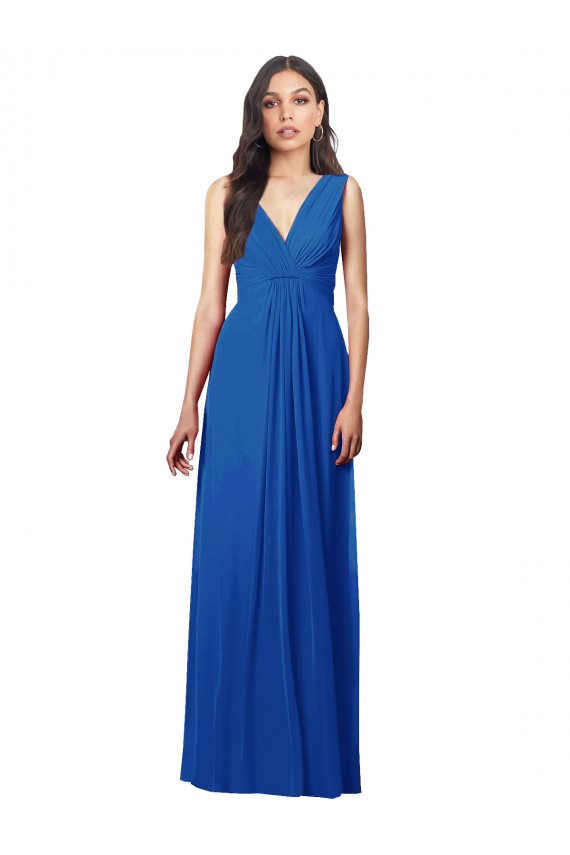 Soft Chiffon V-Neck Sleeveless V-Back Long Semi Formal Evening Dress / Bridesmaid Dress Kent