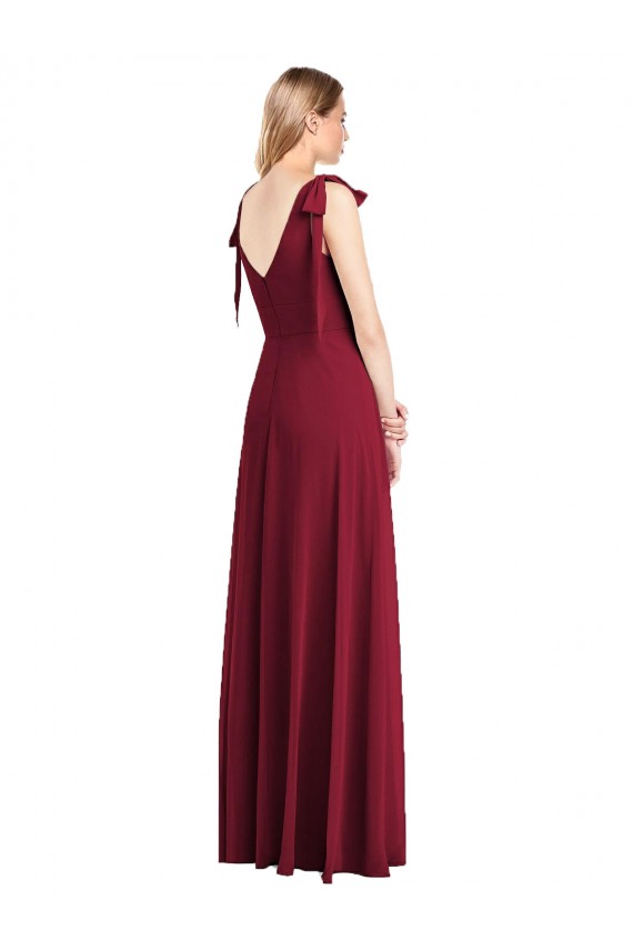 Soft Chiffon V-Neck Sleeveless V-Back Long Bridesmaid Dress Kent