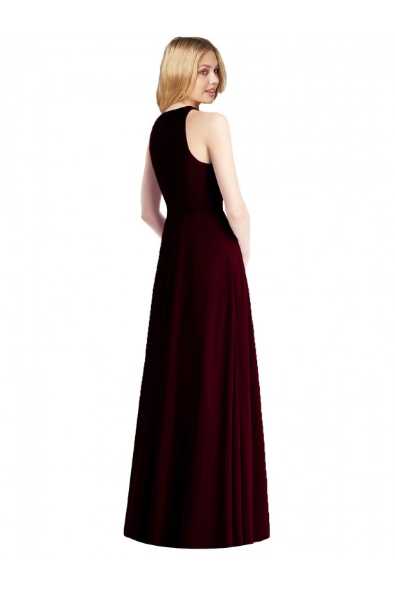 Soft Chiffon Halter Neck Sleeveless Long Semi Formal Evening Dress / Bridesmaid Dress Kent
