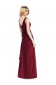 Chiffon V-Neck Sleeveless V-Back Burgundy Long Floor Length Bridesmaid Dress Kent