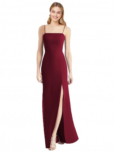 Soft Chiffon Spaghetti Straps Sleeveless Tie Back Long Bridesmaid Dress Kent