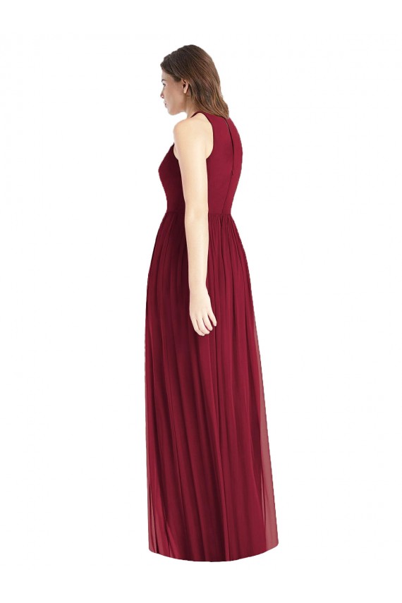 Soft Chiffon Halter Neck Sleeveless Lilac Long Bridesmaid Dress Kent