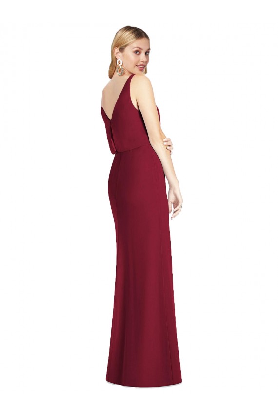 Soft Chiffon V-Neck Sleeveless V-Back Dusty Pink Long Bridesmaid Dress Kent