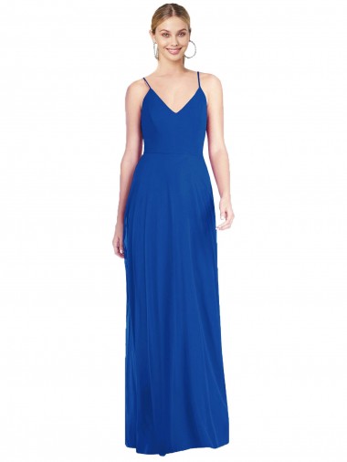 Soft Chiffon Spaghetti Straps Sleeveless Open Back Long Formal Dress / Bridesmaid Dress Kent