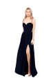 Soft Chiffon Spaghetti Straps Sleeveless Dark Navy Long Formal Evening Gown / Bridesmaid Dress Kent