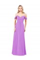 Soft Chiffon Off the Shoulder Sleeveless Violet Long Bridesmaid Dress Kent