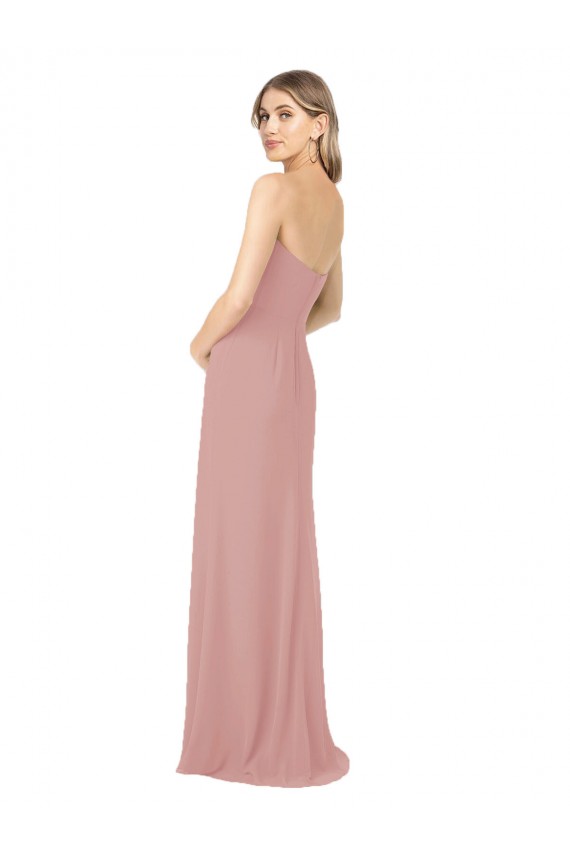 Soft Chiffon Strapless Sleeveless Dusty Pink Long Bridesmaid Dress Kent