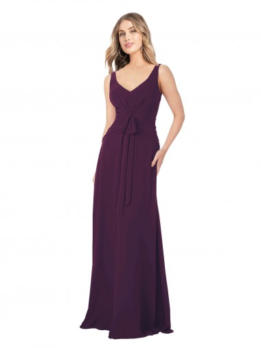 Chiffon V-Neck Sleeveless Long Floor Length Bridesmaid Dress Kent