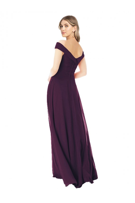 Soft Chiffon Off the Shoulder Sleeveless Long Bridal Party Dress Kent