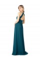 Soft Chiffon High Neck Sleeveless Keyhole Back Windsor Blue Long Bridesmaid Dress Kent