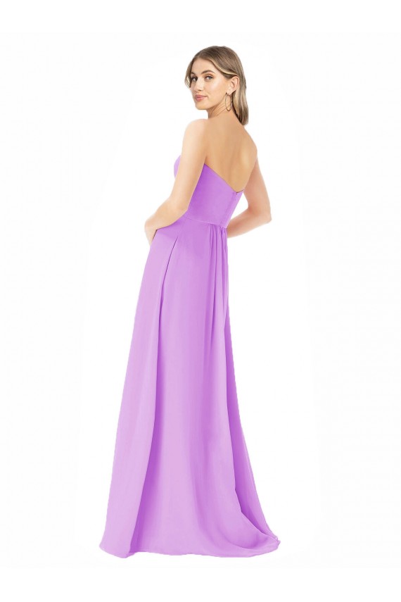 Soft Chiffon Strapless Sleeveless Long Bridesmaid Dress Kent