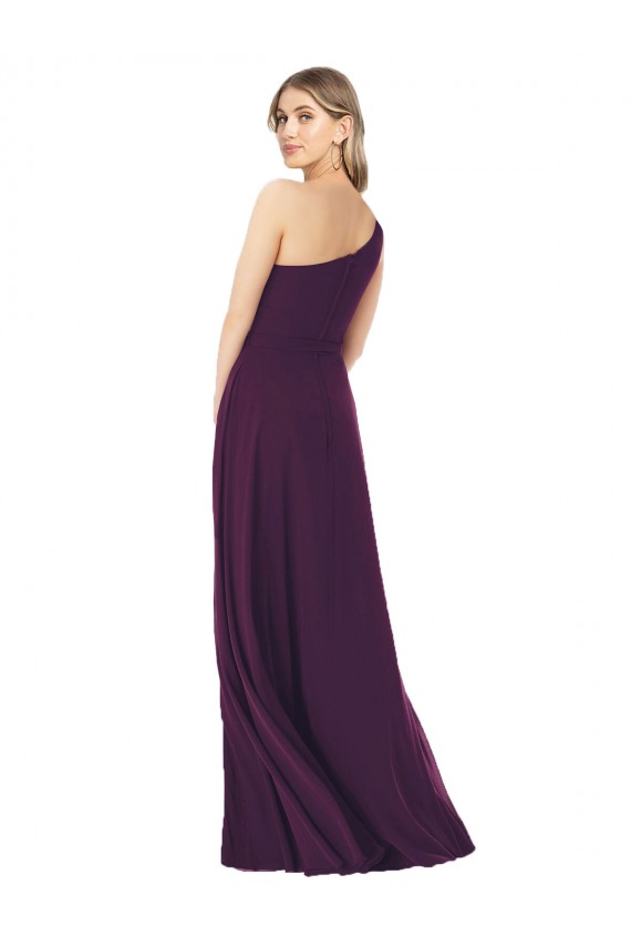 Soft Chiffon One Shoulder Sleeveless Grape Long Formal Dress / Bridesmaid Dress Kent