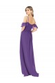 Soft Chiffon Off the Shoulder Cold Shoulder Plum Purple Long Bridesmaid Dress Kent