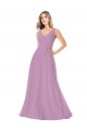 Soft Chiffon V-Neck Sleeveless Long Bridal Party Dress Kent